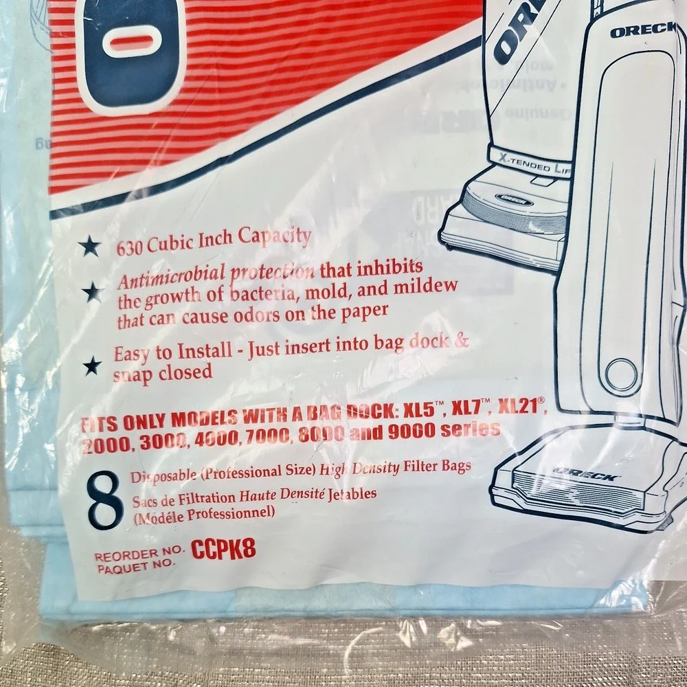 Oreck Type CC High Density 7 Filter Bags Uprights Docking System 7 in Pk (not 8)